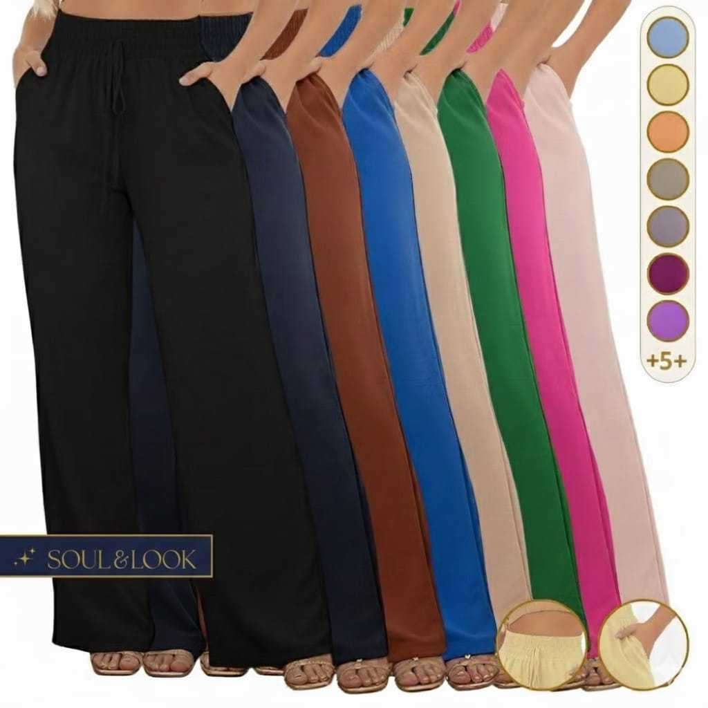 Calça Pantalona Duna Cintura Alta com Bolsos | Elegância e Conforto em Oferta na Shopee