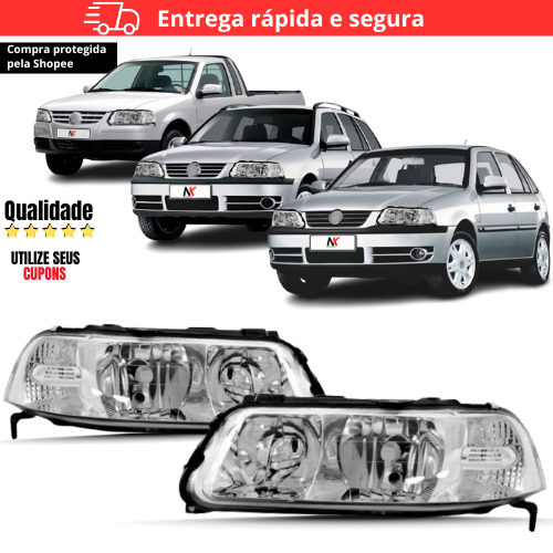 Par/Un Farol Gol Saveiro Parati G3 99 2000 2001 2002 2003 2004 2005 Foco Duplo Cromado em Oferta na Shopee