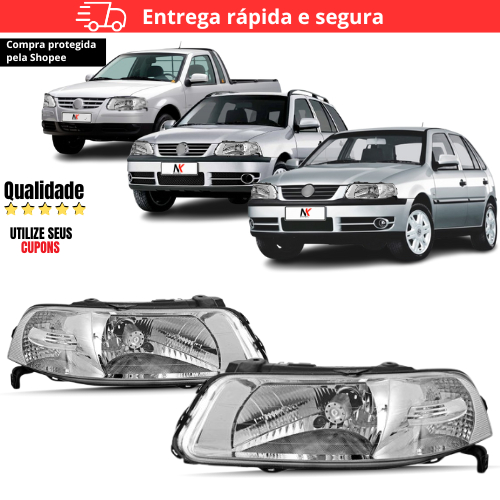 Par/Un Farol Gol G3 Saveiro Parati 1999 2000 2001 2002 2003 2004 2005 Foco Simples Cromado em Oferta na Shopee