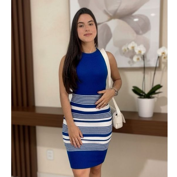 Vestido Canelado Regata Gola Redonda Estilo Moda Blogueira Moda Tricot Tendência em Oferta na Shopee