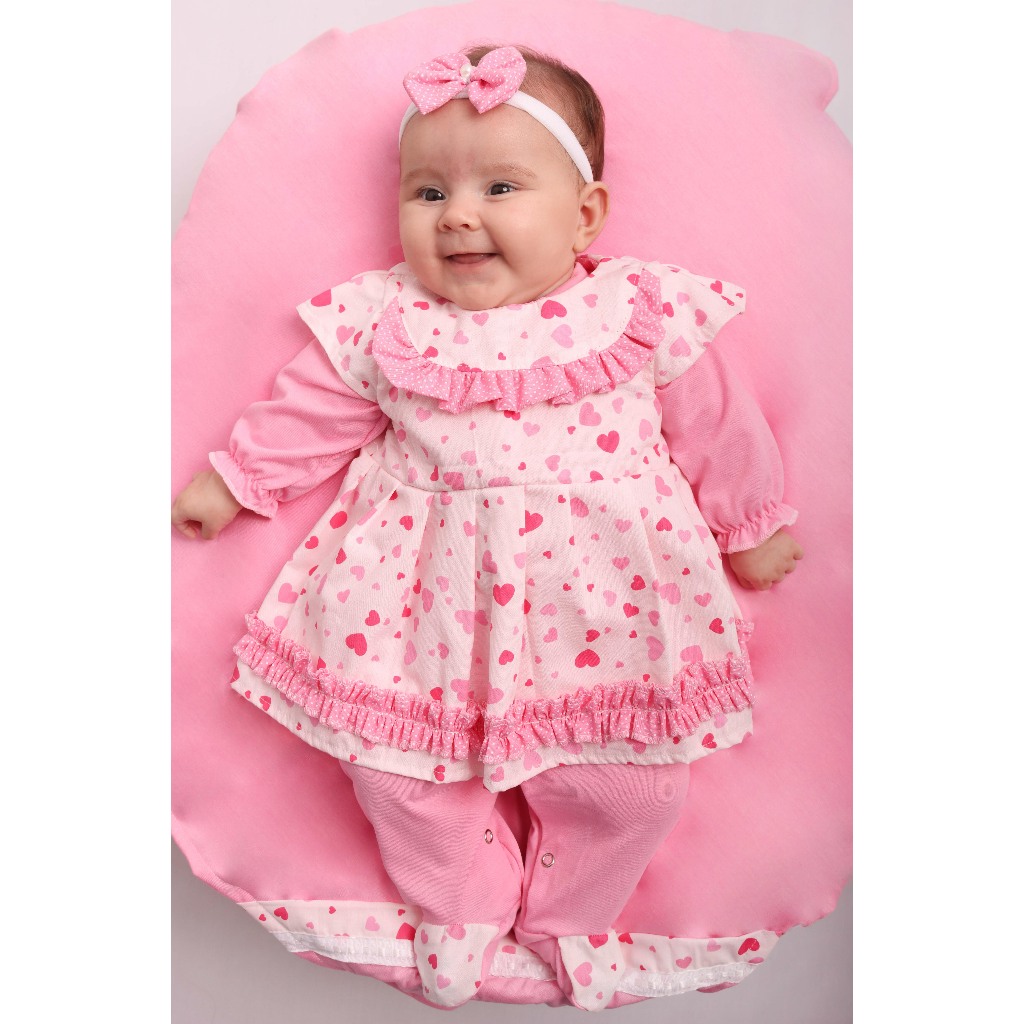 Saída Maternidade Menina Luiza Floral 04 Peças Roupa de Bebê Menina
