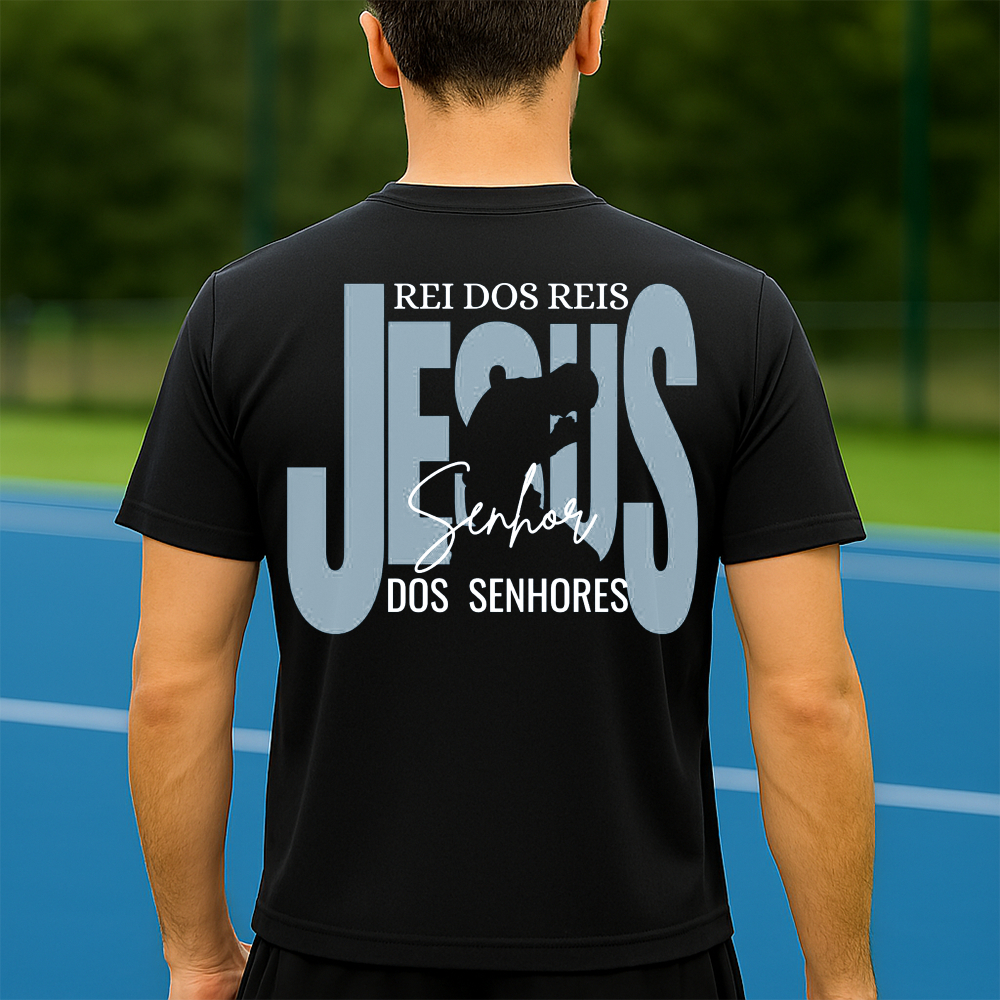Camiseta Dry Fit Masculina Estampada Jesus P ao GG Leve Respirável Academia Treino