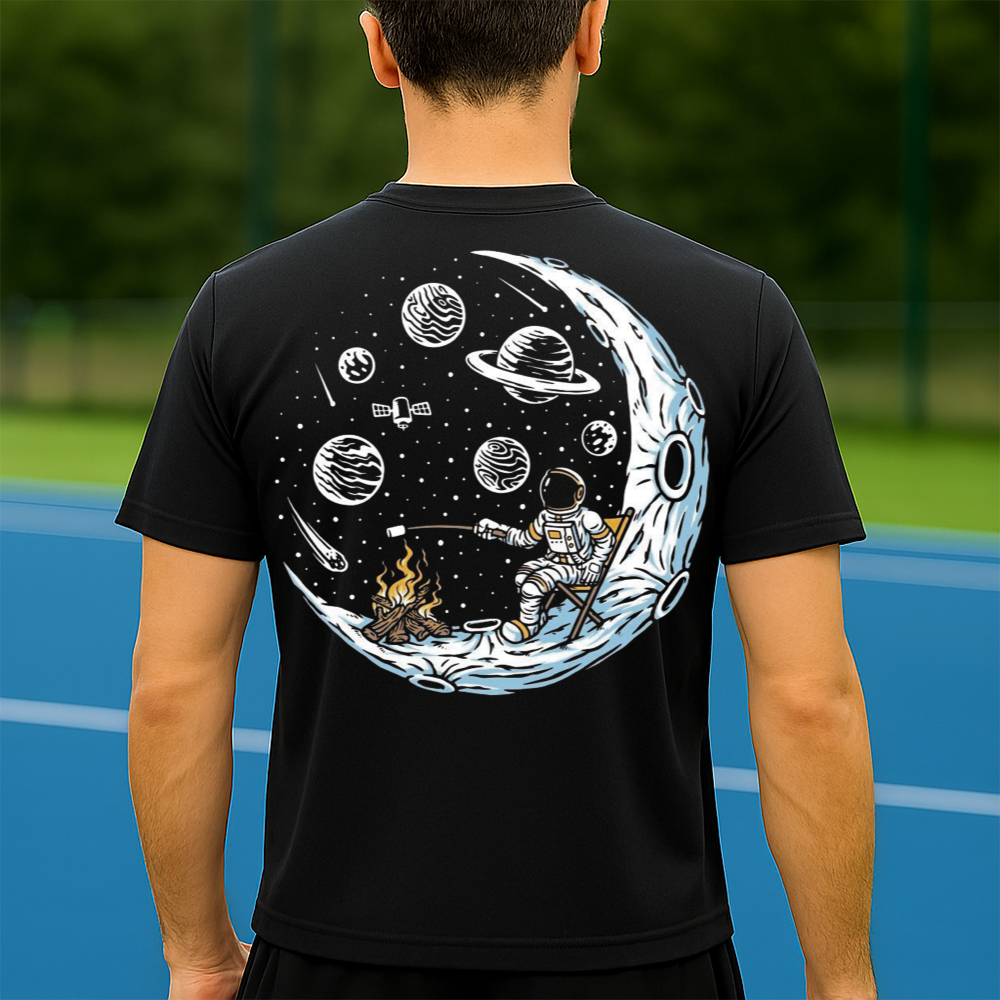 Camiseta Dry Fit Masculina Estampada Acampamento na Lua P ao GG Leve Respirável Academia Treino