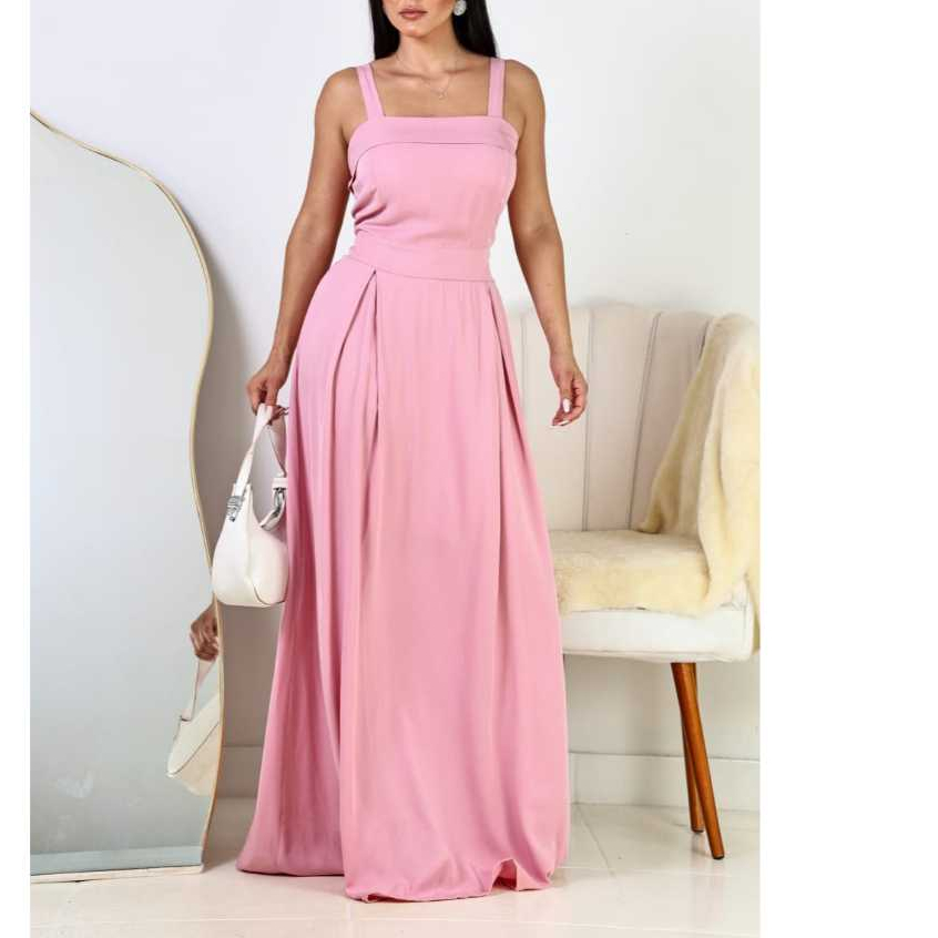 vestido longo feminino com bojo e elastex nas costas