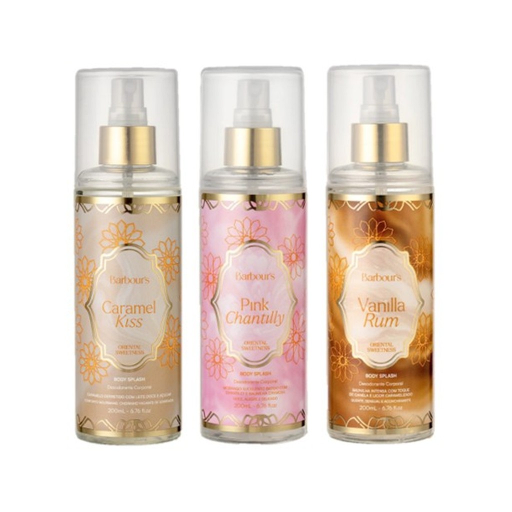 Barbours Kit Body Splash Caramel Kiss +  Pink Chantilly +  Vanilla Rum - 200ml