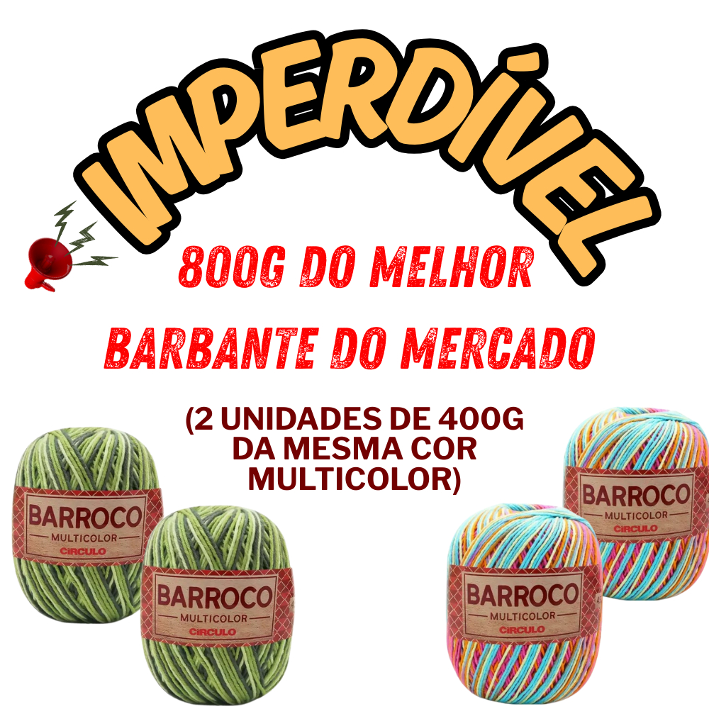 Kit de Barbante Barroco Multicolor Nº 06 400g Circulo - kits com 2 cores iguais de 400g Cada em Oferta na Shopee