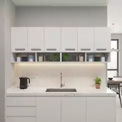 Kit Cozinha Modular Compacta 2 Armários Parede 3 Portas Móveis Bonatto
