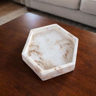 Bandeja  sextavada decorativa em cimento | porta copo | pratinho para suculenta em Oferta na Shopee