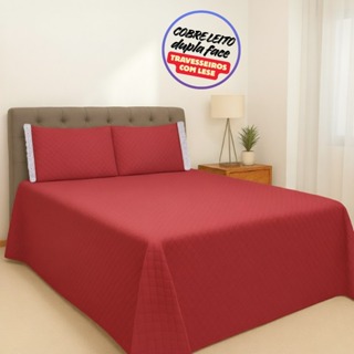 Colcha Cobre Leito Casal Padrão 3 Peças Dupla Face em Oferta na Shopee