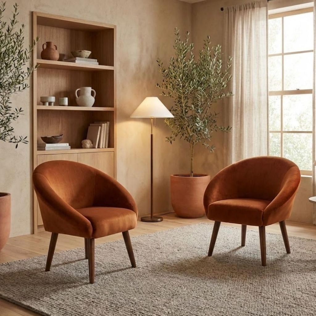 Jogo 2 Poltronas Aconchegante Tecido Veludo para Sala de Estar Pés Palito Reforçado em Oferta na Shopee