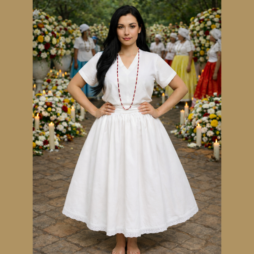 Saia Umbanda e Candomblé Oxford Premium com Renda Luxo 2.30 ou 3.00 Metros de Roda 95cm de Altura em Oferta na Shopee