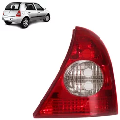 Lanterna Traseira Clio Hatch 2003 2004 2005 2006 2007 2008 2009 2010 Bicolor Lente Lisa Acrilico