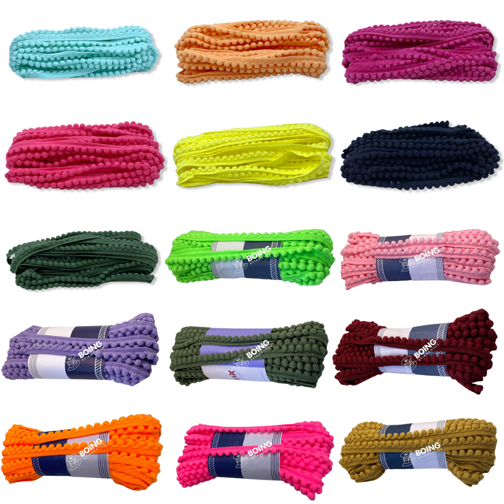 Kit 3 Peças Fita Franja Mini Pompom Grelot 13mm Hak Artesanato 30 Metros / 3 Rolos 10 Metros Passamanaria Aviamento DIY em Oferta na Shopee