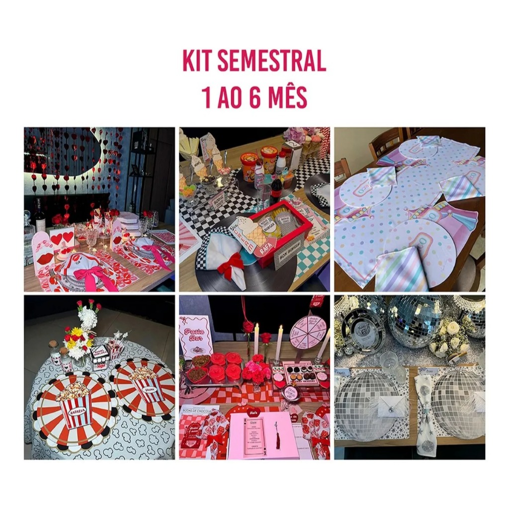 Kit Completo 2 Lugares Semestral Do 1 Ao 6 Mês Mesa Posta Bodas De Casamento Jantar Romântico