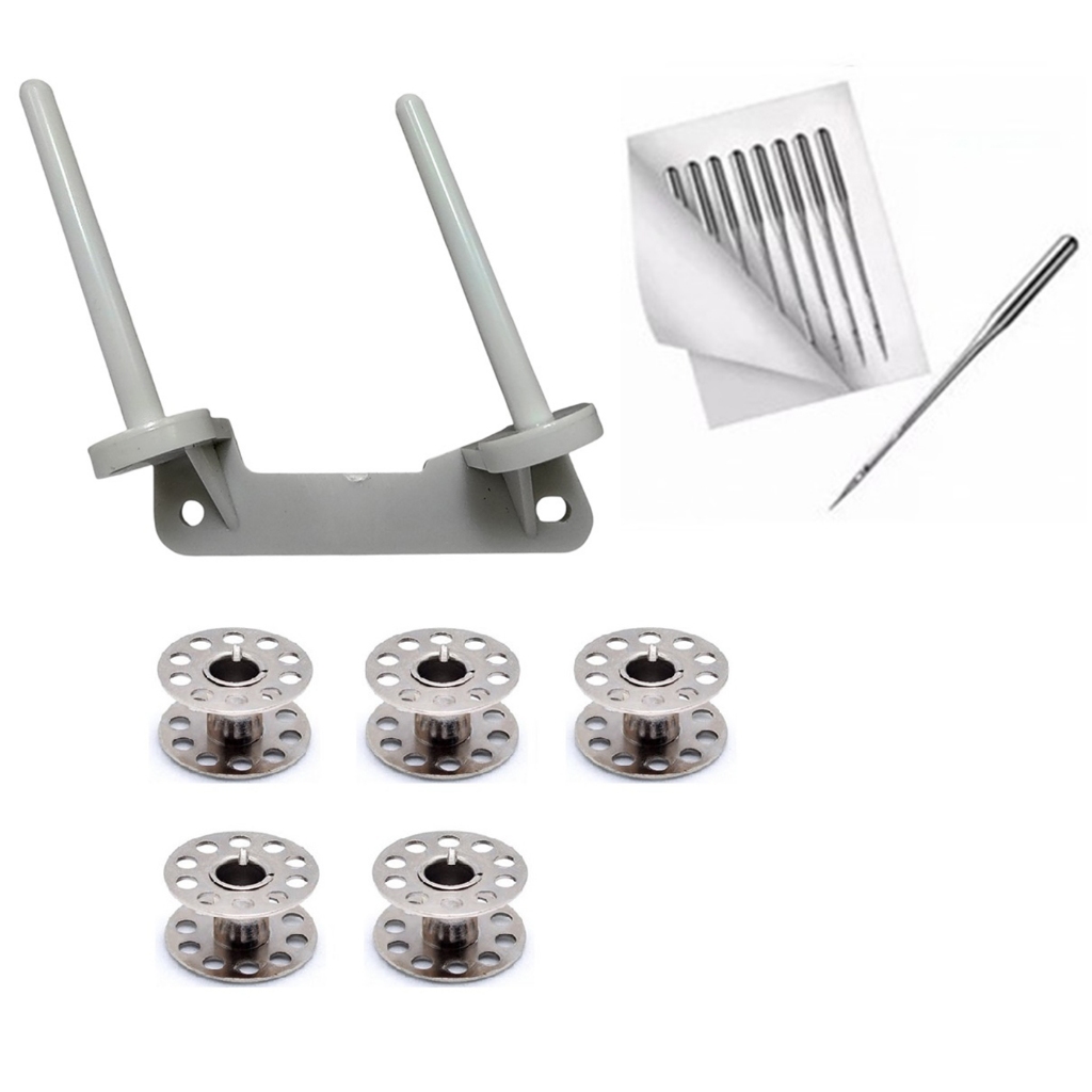 Suporte Pino Colocar Linha Máquina Costura Elgin Genius Zig Zag + 5 Bobina e 10 Agulhas