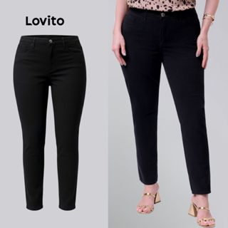 Lovito Calça Jeans Feminina Skinny Básica Plus Size LB183BRL212 em Oferta na Shopee