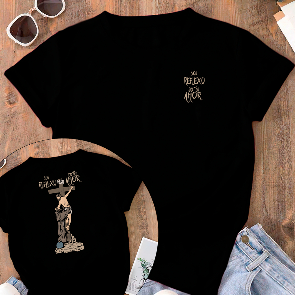 Camiseta Tradicional São Francisco De Assis Igreja Religiosa  Blusa Estampada 100% Algodão Unissex em Oferta na Shopee