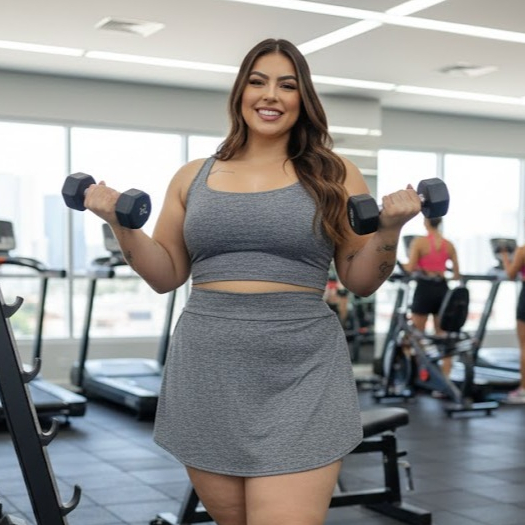 Conjunto Dry Fit Plus Size Fitness Short Saia Coz Alto Top Treino Academia Fit Zero Transparencia em Oferta na Shopee