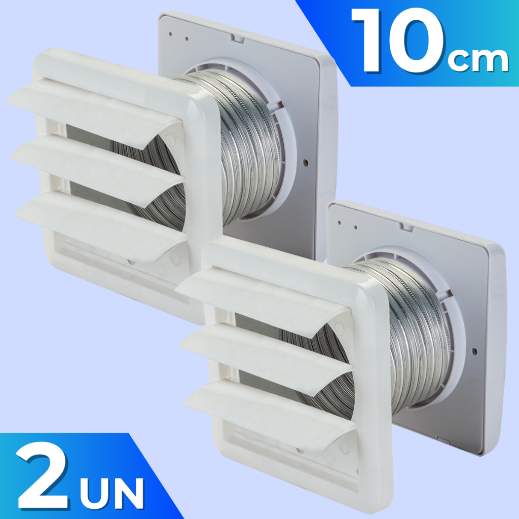 Kit 2 Exaustor De Banheiro 100mm Ventisol Bivolt Kit Veneziana Grade Anti Insetos