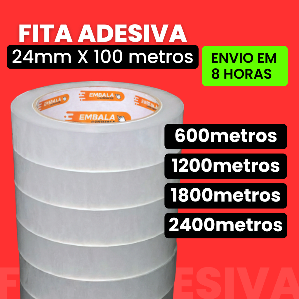 Fita Adesiva 24MM x 100M - Transparente, Resistente, Impermeável, Ideal Para Embalagens e Expedição em Oferta na Shopee