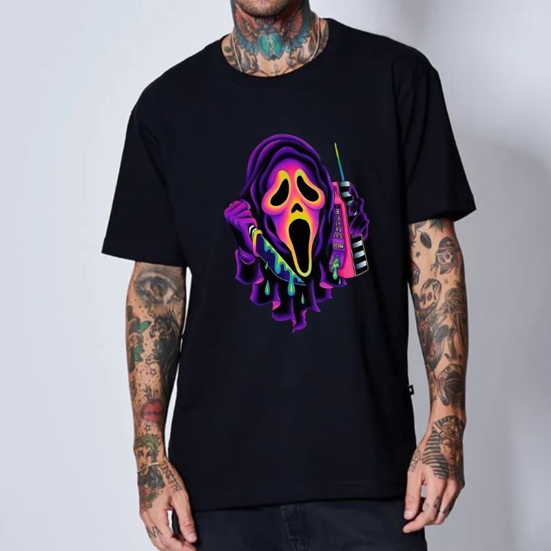 Camiseta Oversized Streetwear Estampada Unissex Skatista Pânico