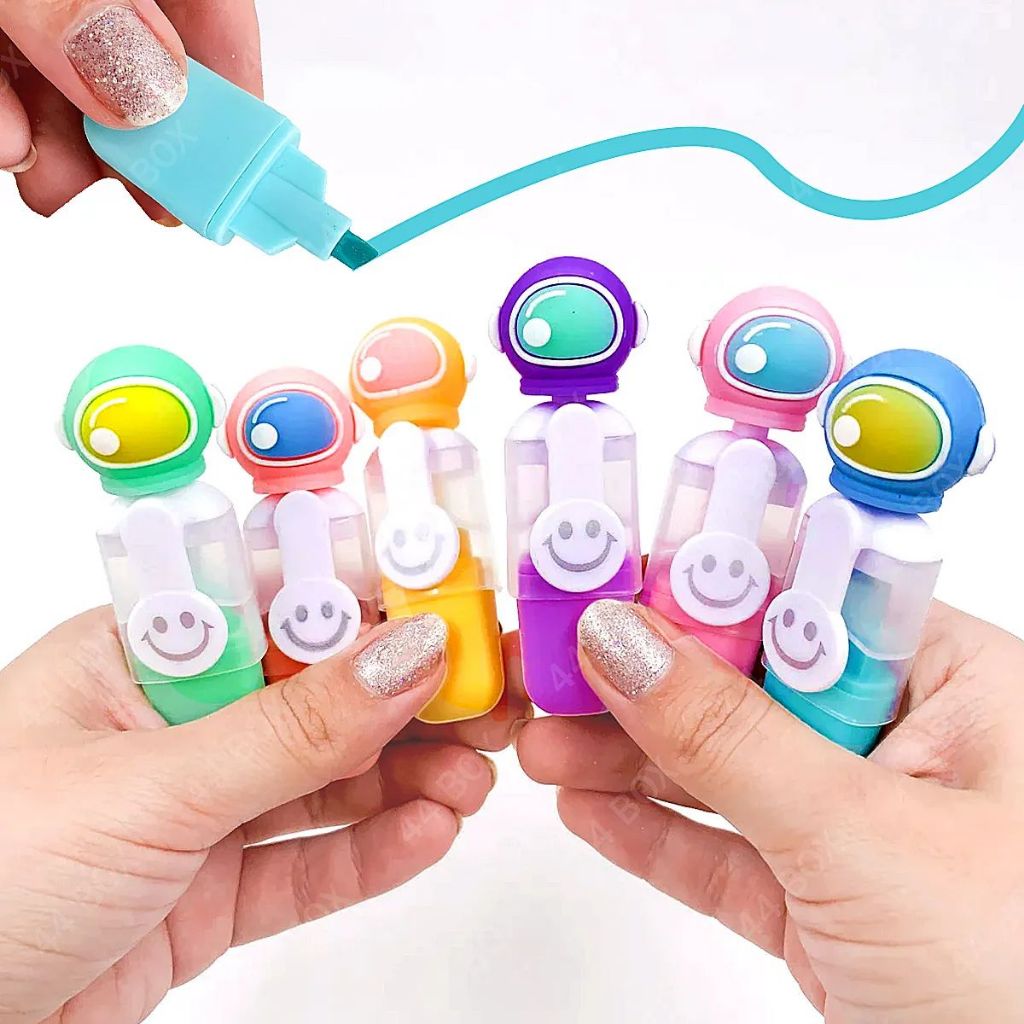 Marca-Texto Temático Panda e Astronauta Marca Texto Colorido Fofo para Escola Escritório em Oferta na Shopee