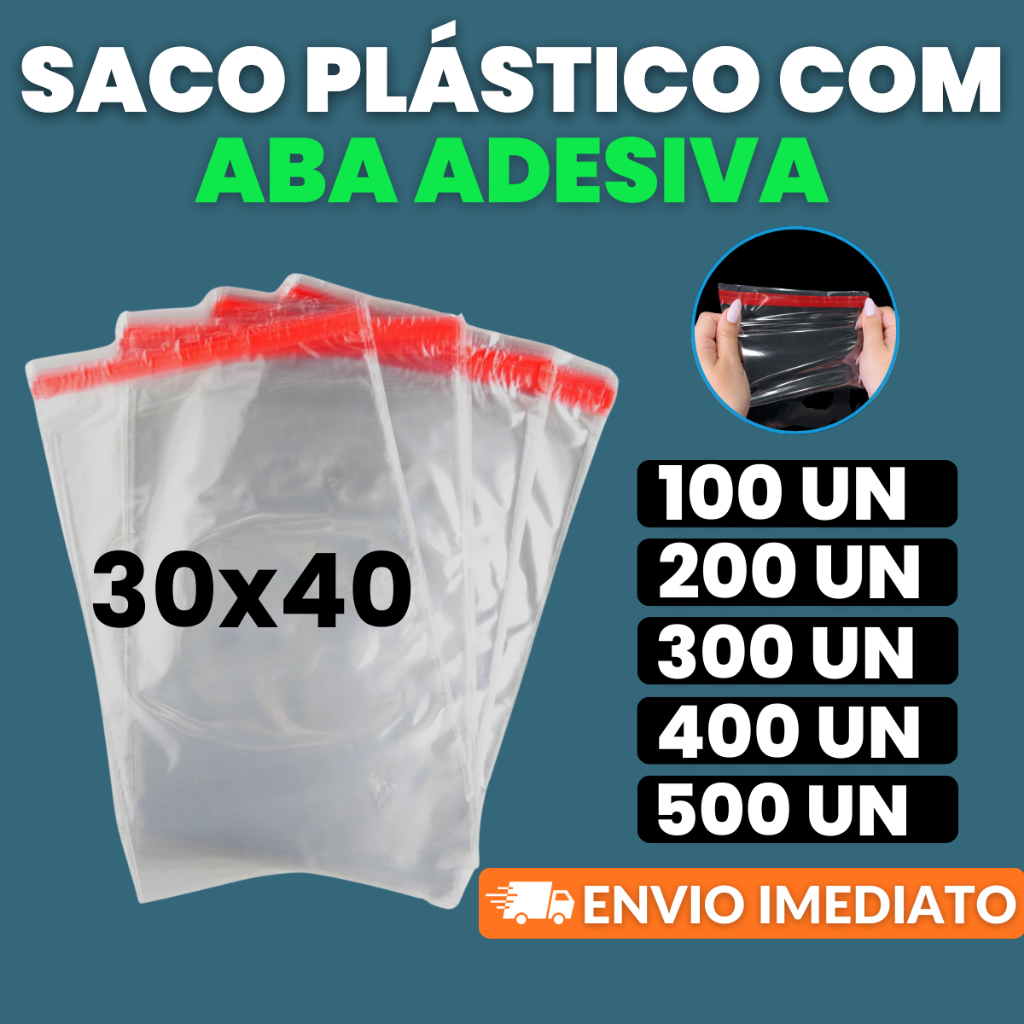 Saco plástico PP transparente 30x40 com aba adesiva, ideal para envio, proteção e organização útil!!