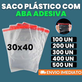 Saco plástico PP transparente 30x40 com aba adesiva, ideal para envio, proteção e organização útil!!