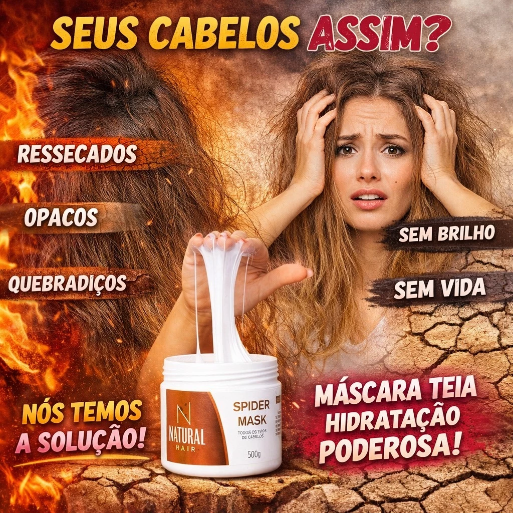 Máscara Teia Natural Hair 500g Hidratação Profunda Teia Efeito Salon Brilho Maciez Anti Ressecamento
