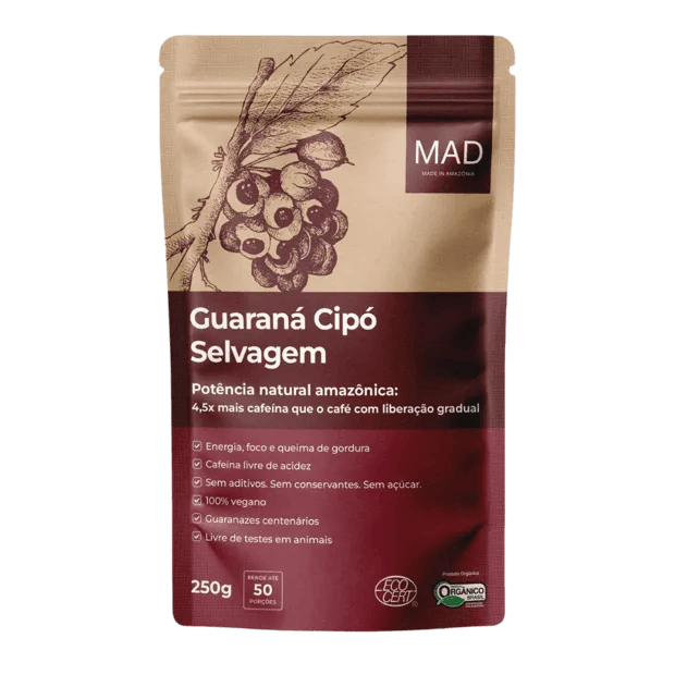 Guaraná Cipó Orgânico 250g MAD | Energético Natural da Amazônia | 100% Puro, Vegano e Sustentável em Oferta na Shopee