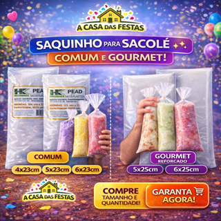 Saquinho Sacolé Geladinho Dindin Chup Chup 1000 Un Comum e Gourmet Reforçado - Alimentos e Talher em Oferta na Shopee