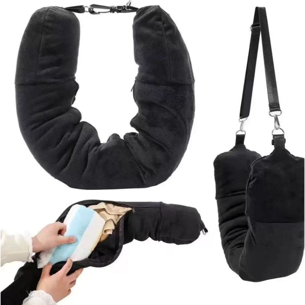 Imagem Travesseiro de Viagem U - Almofada de Pescoço Com Enchimento De Roupas Portátil para Viagem
