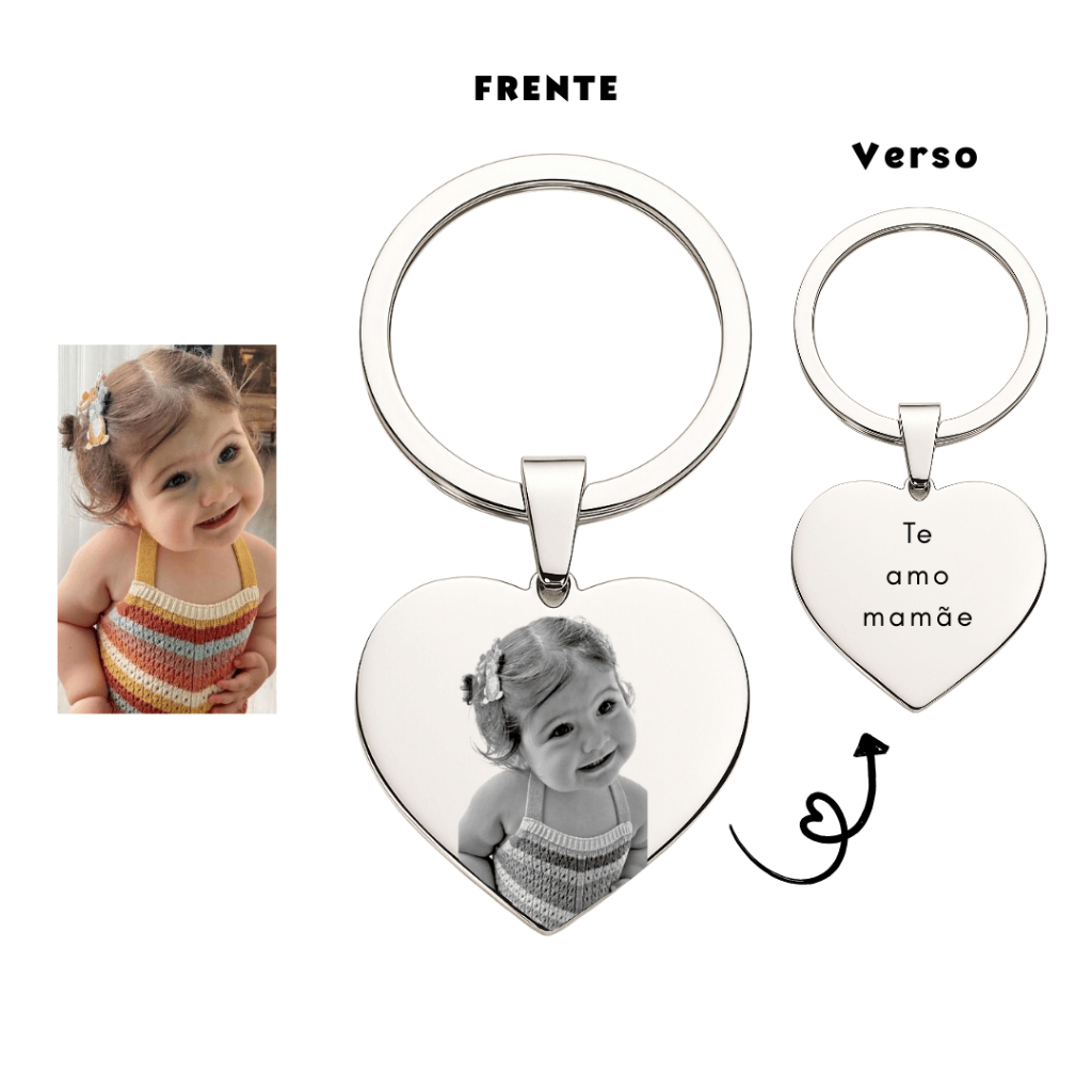 Chaveiro Coração Te amo mamãe filha filho bebê presente para mãe esposa mulher namorada aço inox