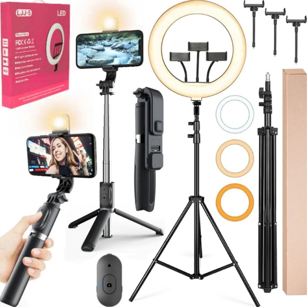 Kit Ring Light Luz LED 30w Grande Tripé Bastão Selfie Com LED Filmagem No Celular