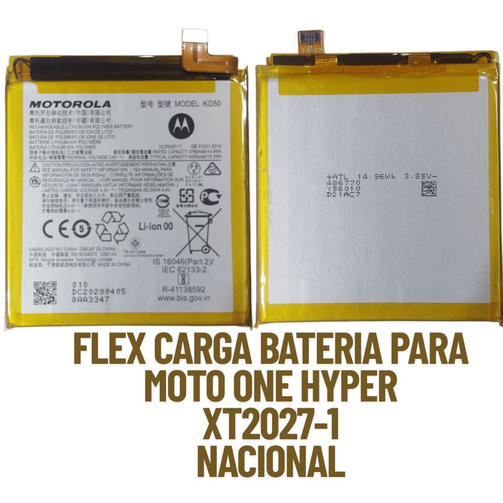 FLEX CARGA BATERIA KG50 COMPATIVEL MOTOROLA MOTO ONE HYPER XT2027-1 ORIGINAL NACIONAL DE FABRICA