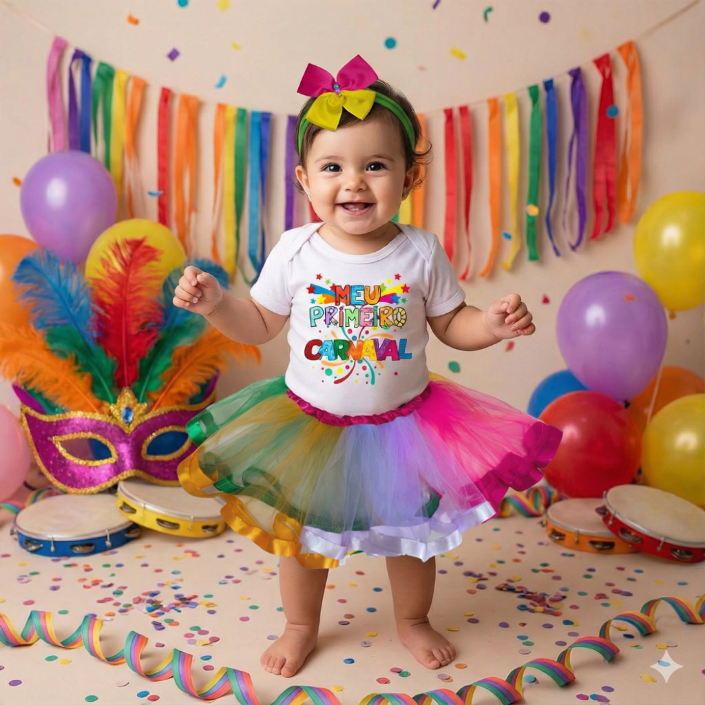Body Bebê Carnaval Kit 3 Peças Feminino Temático Mesversário em Oferta na Shopee