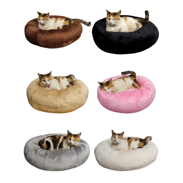 Caminha Pet Redonda De Pelúcia - Para Cachorros e Gatos - Tamanho P e G - Inverno