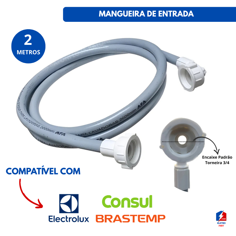 Mangueira Maquina De Lavar Entrada de Água 2mt  Universal