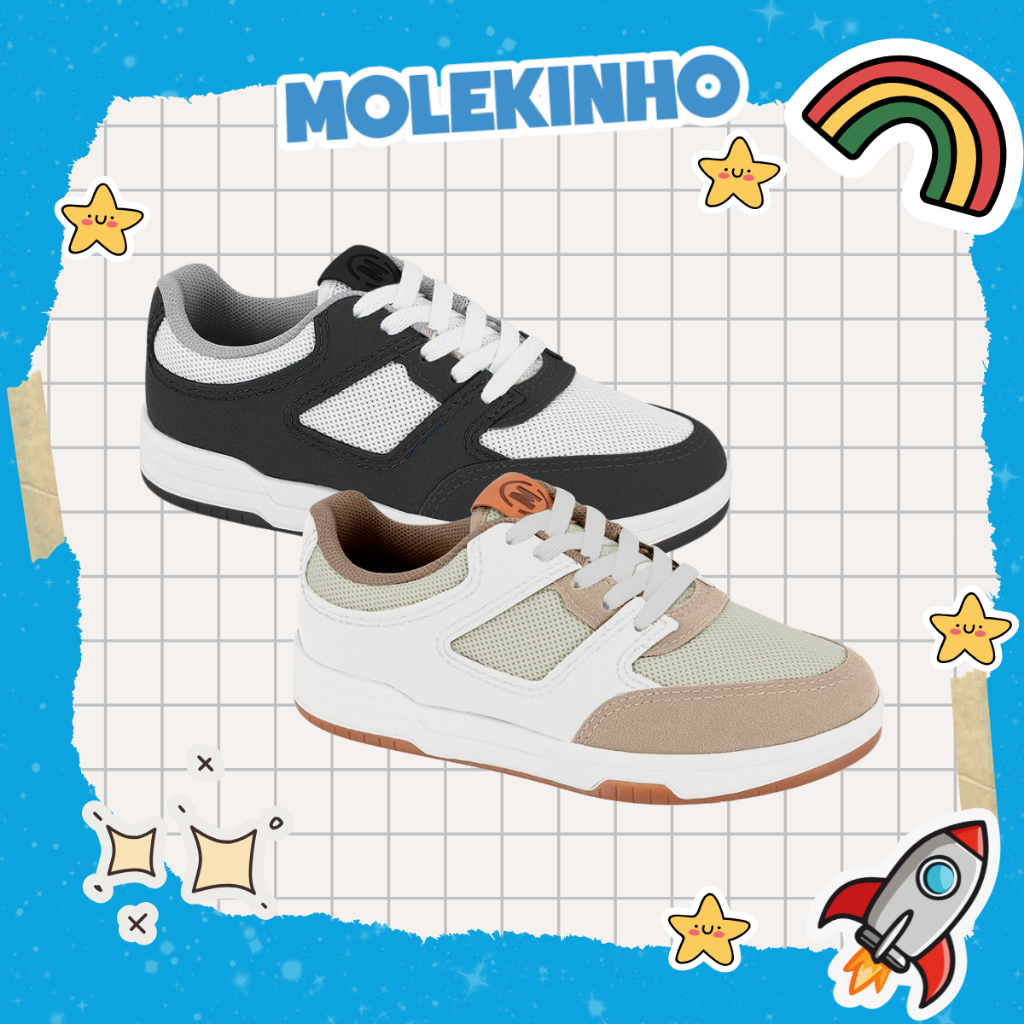 Tênis Molekinho Porto Luis Infantil Macio Leve Confortável Antiderrapante Escola Festas em Oferta na Shopee