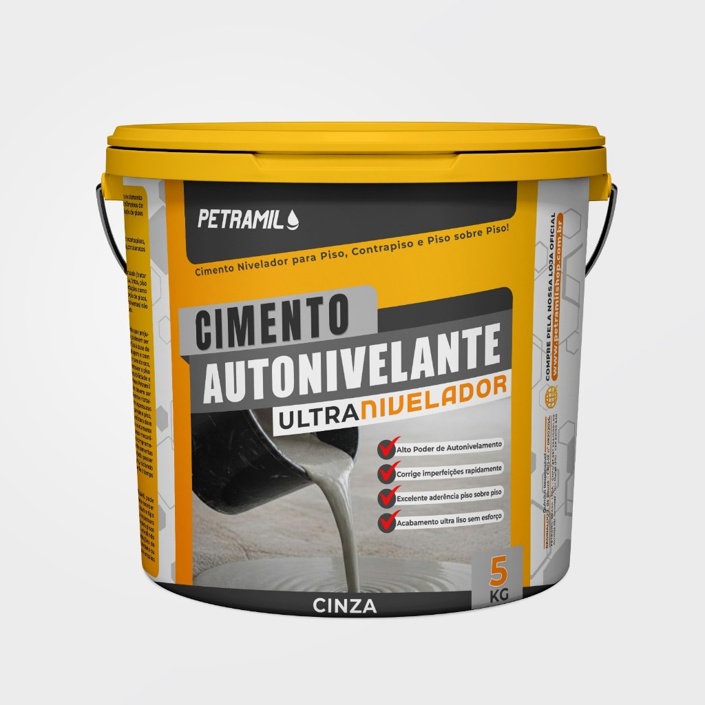 Cimento PETRAMIL Autonivelante Cinza 5kg– Acabamento liso e resistente para obras profissionais e domésticas.