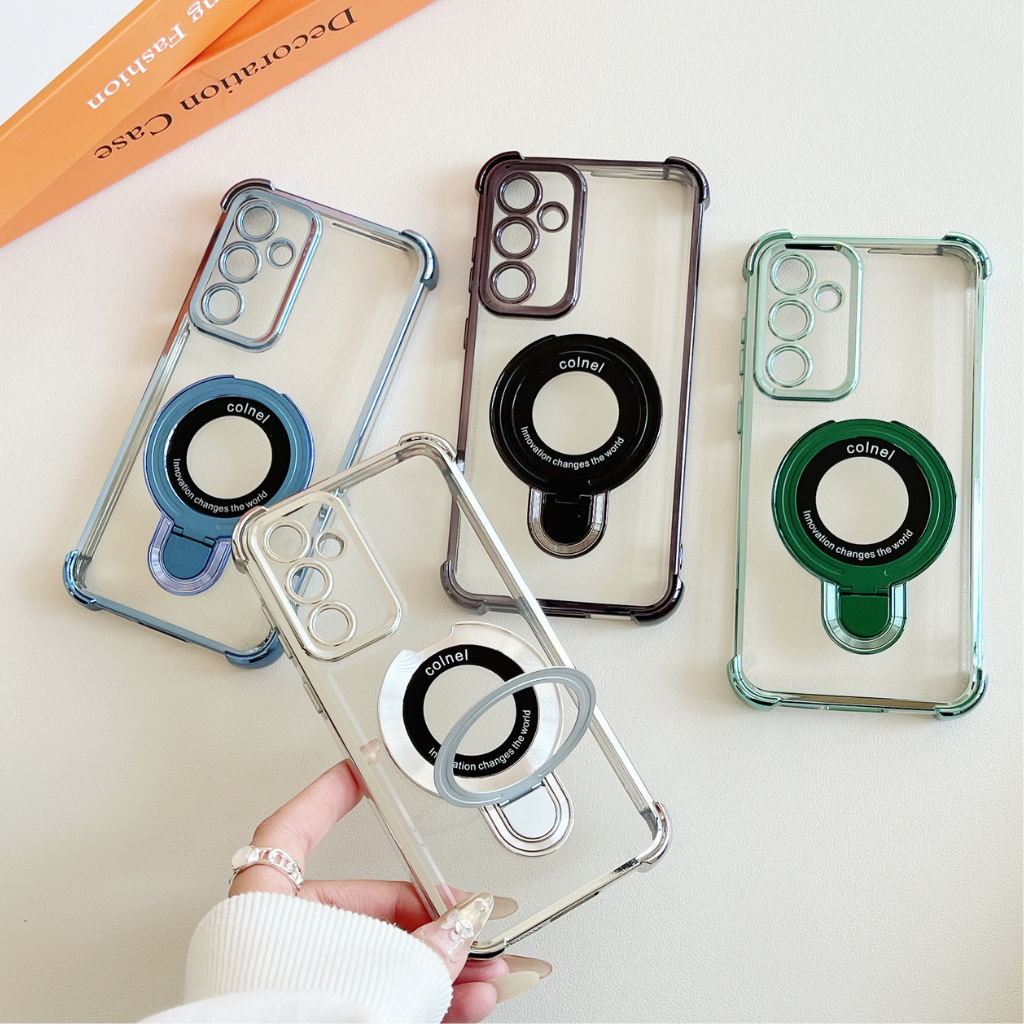 Capinha Samsung A55 A54 A35 A34 A25 A24 A15 A14 A05 A04S Transparente Colorida com Suporte Magnético em Oferta na Shopee