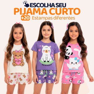 Pijama Infantil  Menina Manga Curta com Estampas Fofas e Conforto Roupa de dormir Infanti…