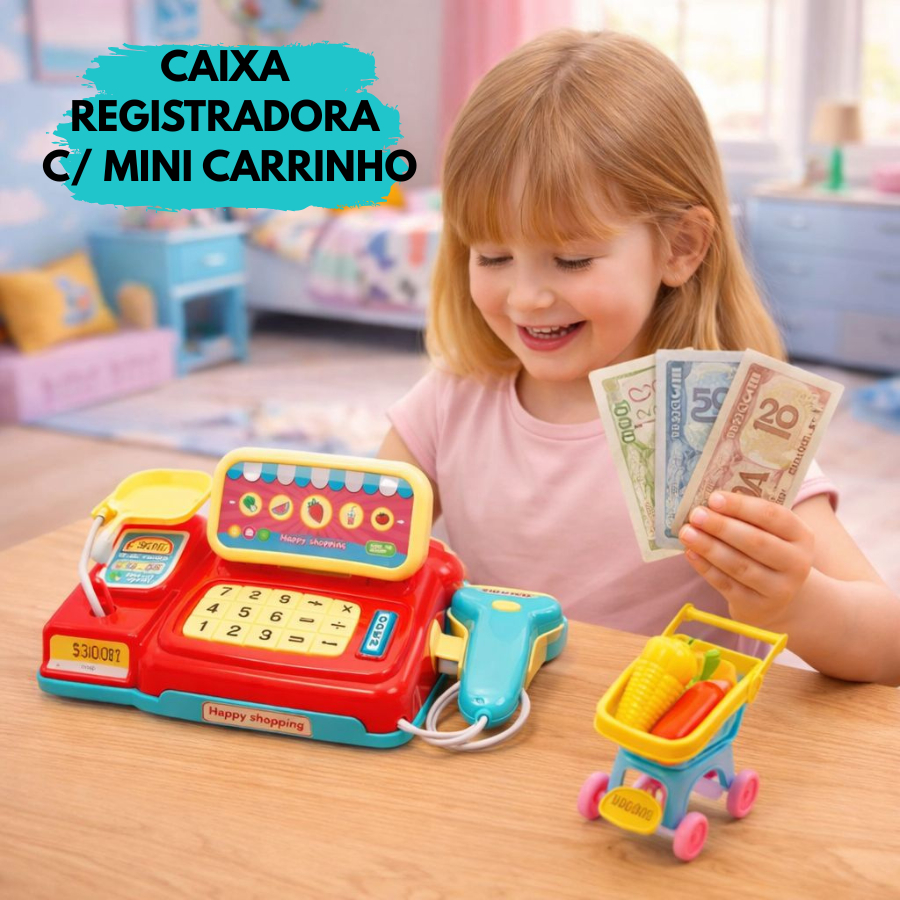 Brinquedo Caixa Registradora Mini Infantil Mercado Acessórios e Som