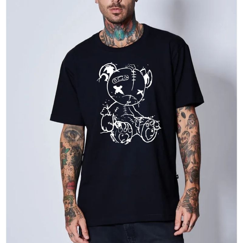 Camiseta Oversized Streetwear Estampada Unissex Skatista Bear Urso