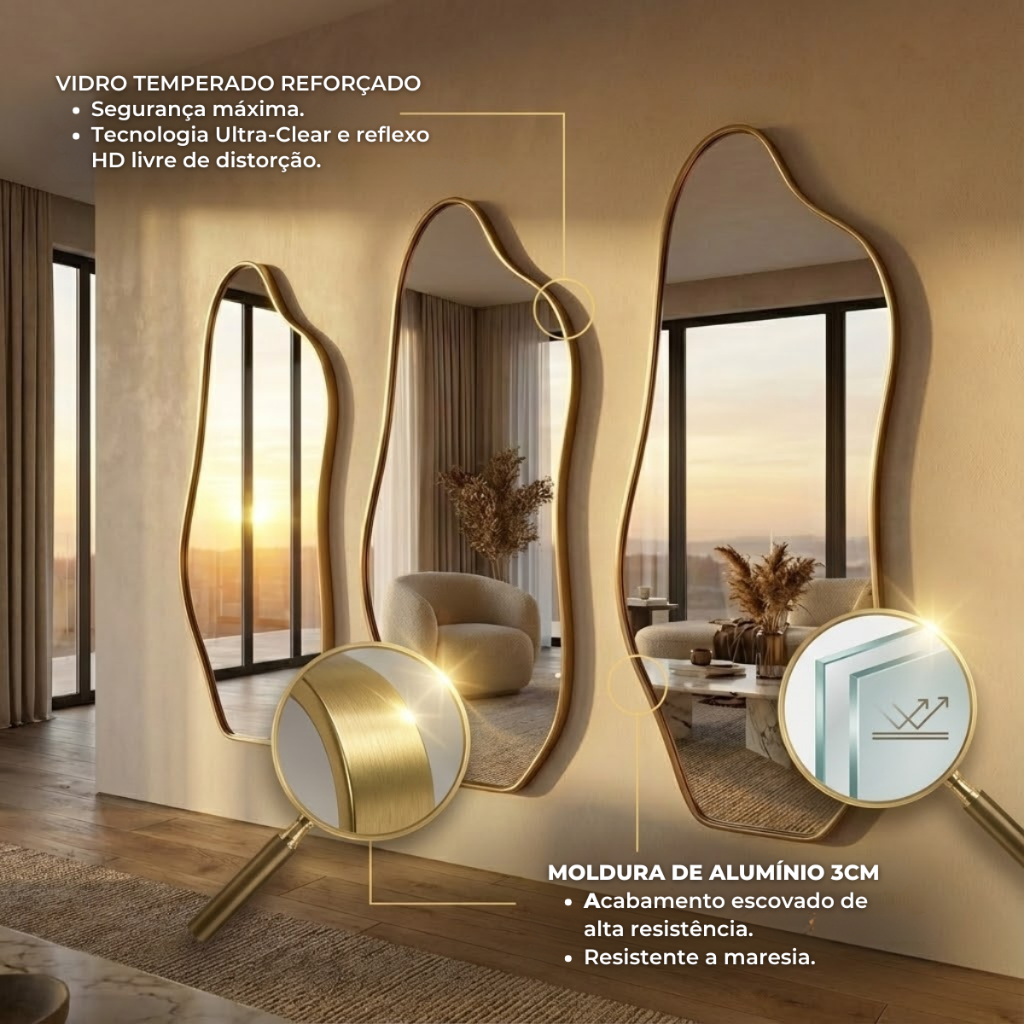 Espelho Orgânico Grande 170x70 Corpo Inteiro Moldura Premium em Oferta na Shopee