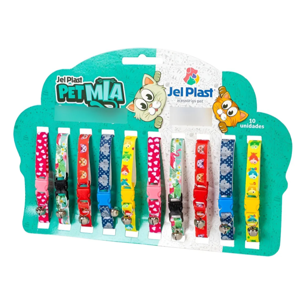 Coleira Para Gato Com Guizo Elastica Kit Com 10 Unidades Cartela em Oferta na Shopee