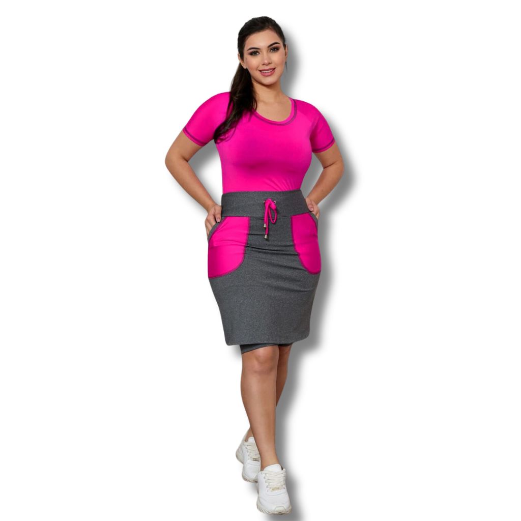Saia Short eT-Shirt Conjunto Moda Fitness evangelica