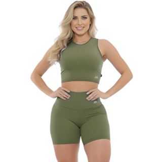 Conjunto Bermuda Feminina Academia Blackout em Oferta na Shopee