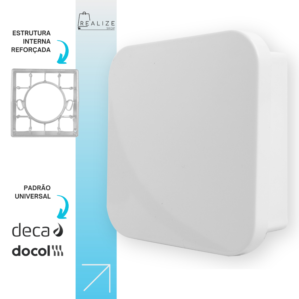 Acabamento Para Valvula De Descarga Quadrado Padrão Hydra Max Deca Branco Abs Luxo