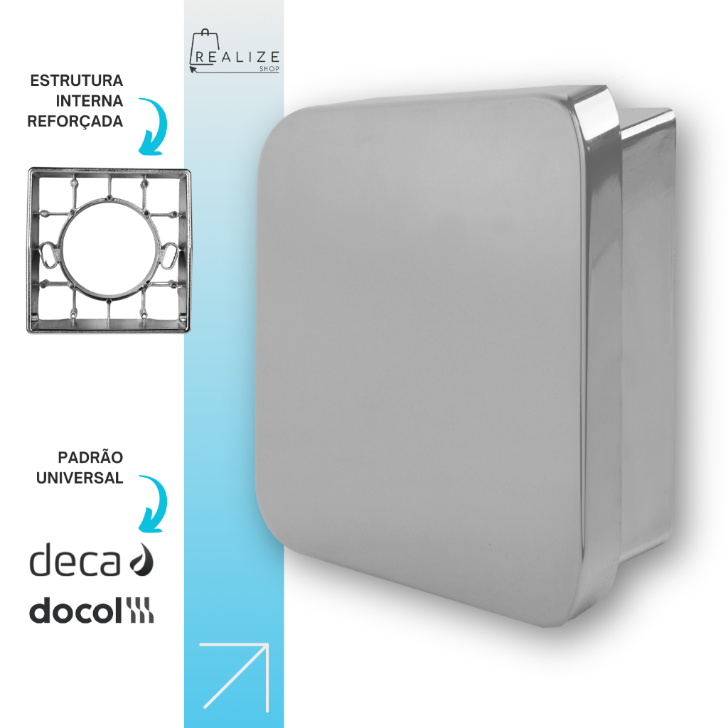 Acabamento Para Valvula De Descarga Quadrado Padrão Hydra Max Deca Cromado Abs Luxo